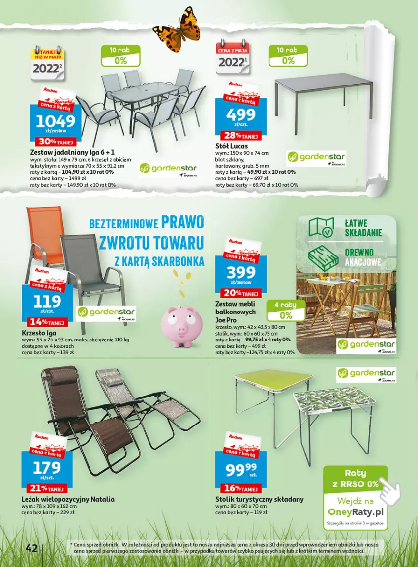 Gazetka promocyjna Auchan - Gazetka Wielkie majowe odkrycia cenowe część #2 Hipermarket Auchan - ważna 04.05 do 10.05.2023 - strona 42 - produkty: BIC, Fa, Jadalnia, Krzesło, Noż, O nas, Stół, Stolik