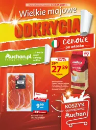Gazetka promocyjna Auchan - Gazetka Wielkie majowe odkrycia cenowe część #2 Hipermarket Auchan - Gazetka - ważna od 10.05 do 10.05.2023 - strona 1 - produkty: Kawa ziarnista, Prosciutto, Kawa, LG