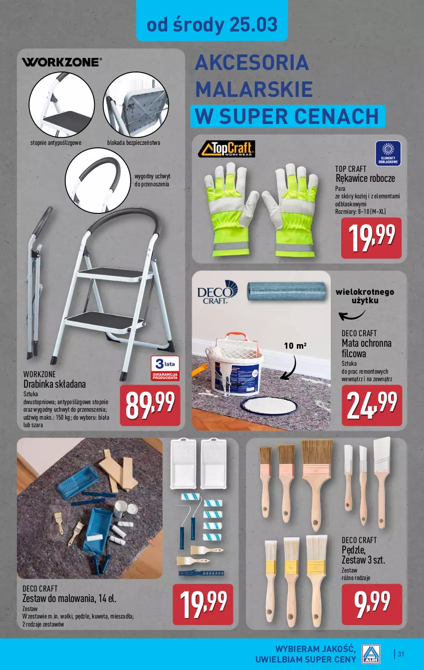 Gazetka promocyjna Aldi - Pełna oferta - ważna 23.03 do 29.03.2026 - strona 31 - produkty: Dźwig, Inka, Kuweta, Mata ochronna, Piec, Rękawice, Rękawice robocze, Top, Zestaw do malowania