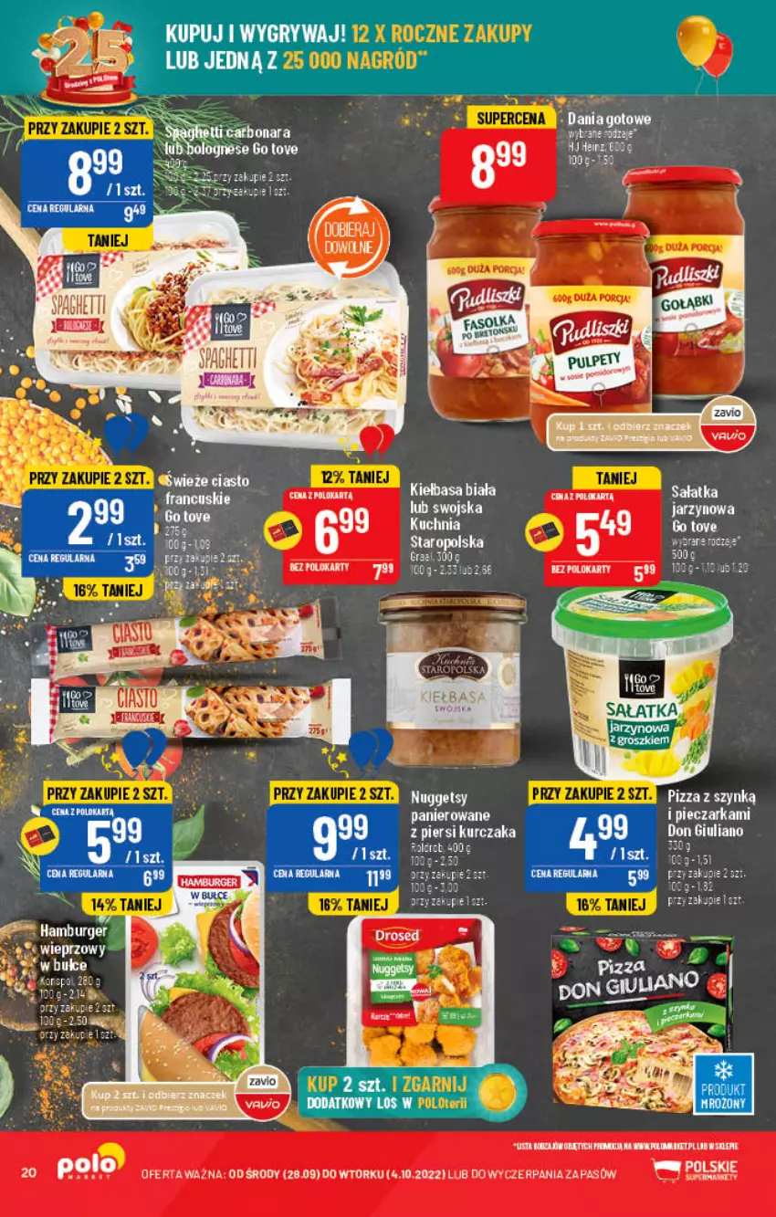 Gazetka promocyjna PoloMarket - Gazetka pomocyjna - ważna 28.09 do 04.10.2022 - strona 20 - produkty: Fa, Gra, Graal, Kurczak, Pizza, Sałat, Sałatka