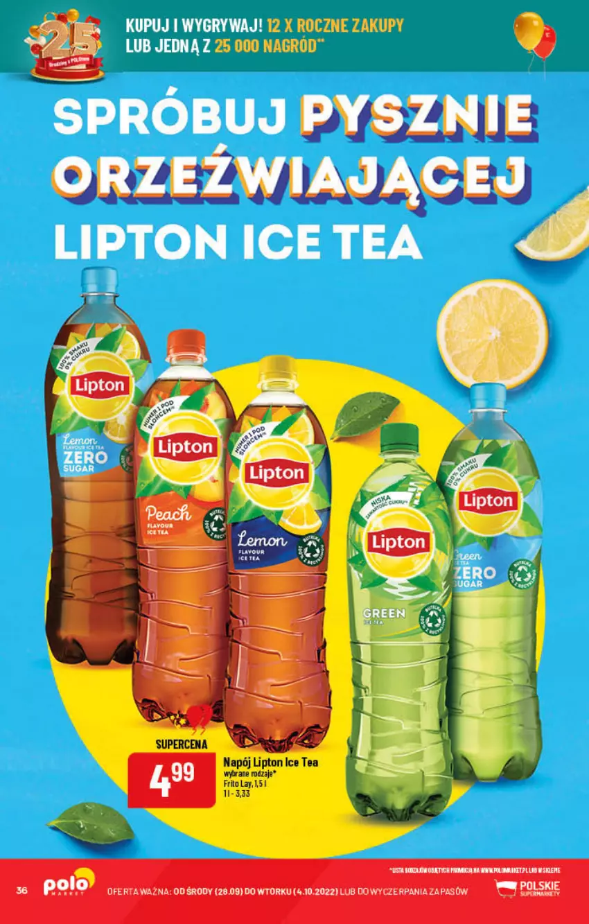 Gazetka promocyjna PoloMarket - Gazetka pomocyjna - ważna 28.09 do 04.10.2022 - strona 36 - produkty: Ice tea, Lipton, Napój