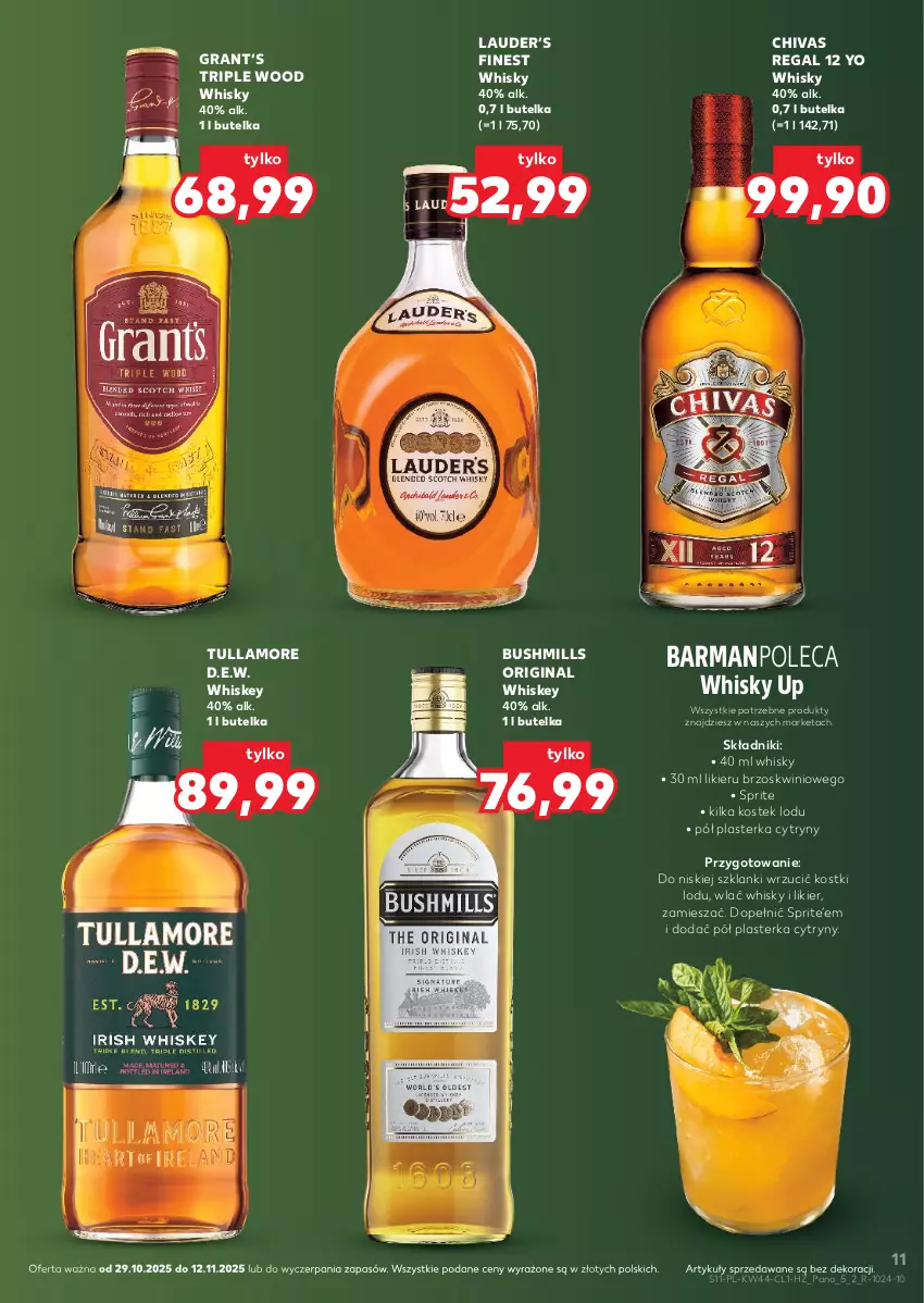 Gazetka promocyjna Kaufland - Barek Kauflandu - ważna 29.10 do 12.11.2025 - strona 11 - produkty: Bushmills, Cytryny, Gin, Gra, Lanki, Likier, Sprite, Stek, Whiskey, Whisky