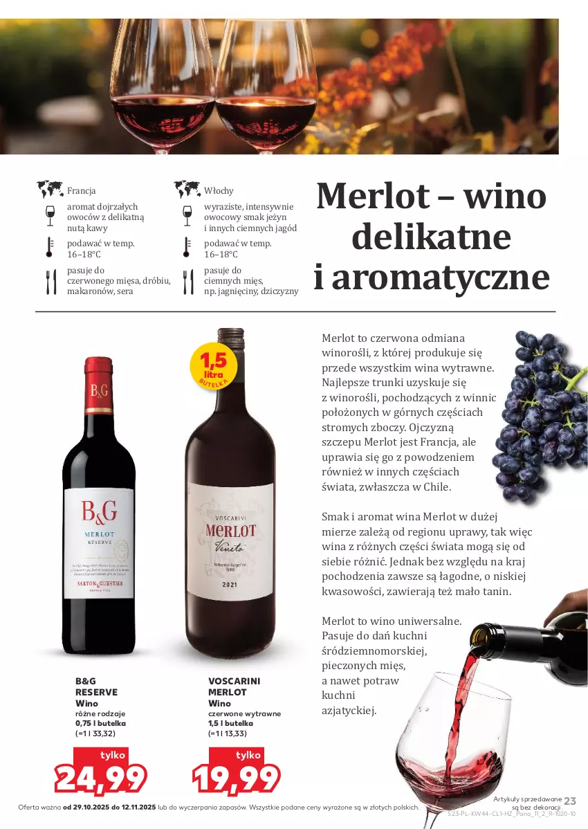 Gazetka promocyjna Kaufland - Barek Kauflandu - ważna 29.10 do 12.11.2025 - strona 23 - produkty: Drób, Makaron, Merlot, Piec, Ser, Wino, Wino czerwone