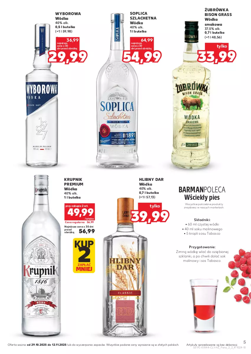 Gazetka promocyjna Kaufland - Barek Kauflandu - ważna 29.10 do 12.11.2025 - strona 5 - produkty: Gra, Krupnik, Lanki, Sok, Soplica, Sos, Sos tabasco, Wódka, Wyborowa