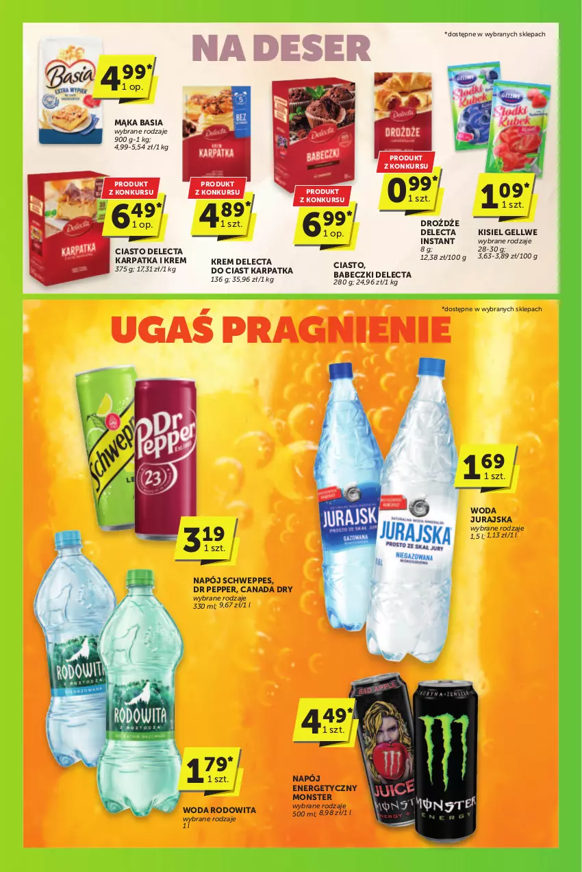 Gazetka promocyjna ABC - ważna 05.09 do 17.09.2024 - strona 6 - produkty: Babeczki, Basia, Delecta, Deser, Drożdże, Karp, Kisiel, Mąka, Napój, Napój energetyczny, Schweppes, Ser, Woda