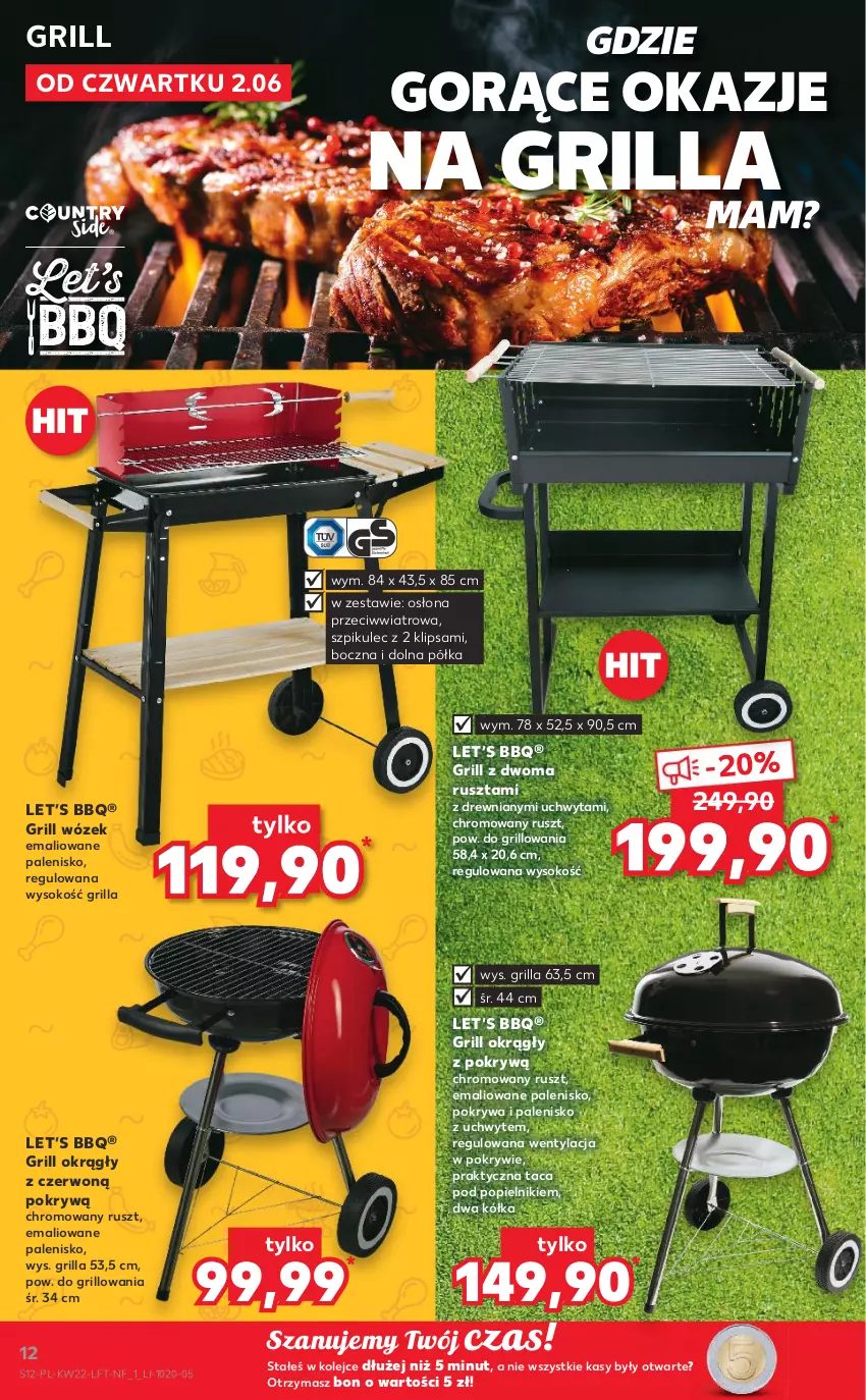 Gazetka promocyjna Kaufland - OFERTA TYGODNIA - ważna 02.06 do 08.06.2022 - strona 12 - produkty: Grill, Olej, Palenisko, Pokrywa, Półka, Sok, Taca, Wózek