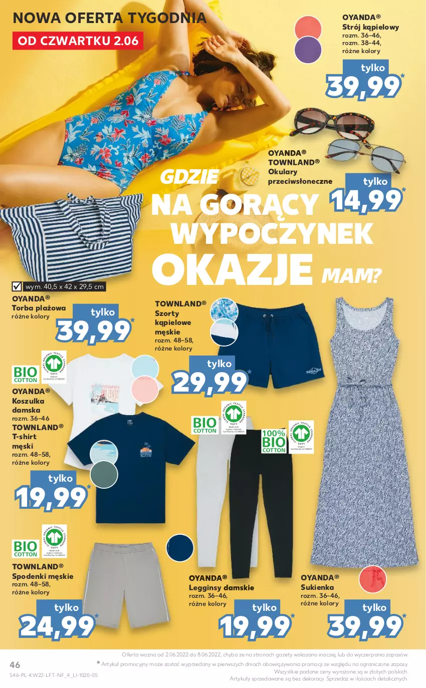 Gazetka promocyjna Kaufland - OFERTA TYGODNIA - ważna 02.06 do 08.06.2022 - strona 46 - produkty: Gin, Gra, Kosz, Koszulka, Legginsy, Strój kąpielowy, Sukienka, Szorty, T-shirt, Torba