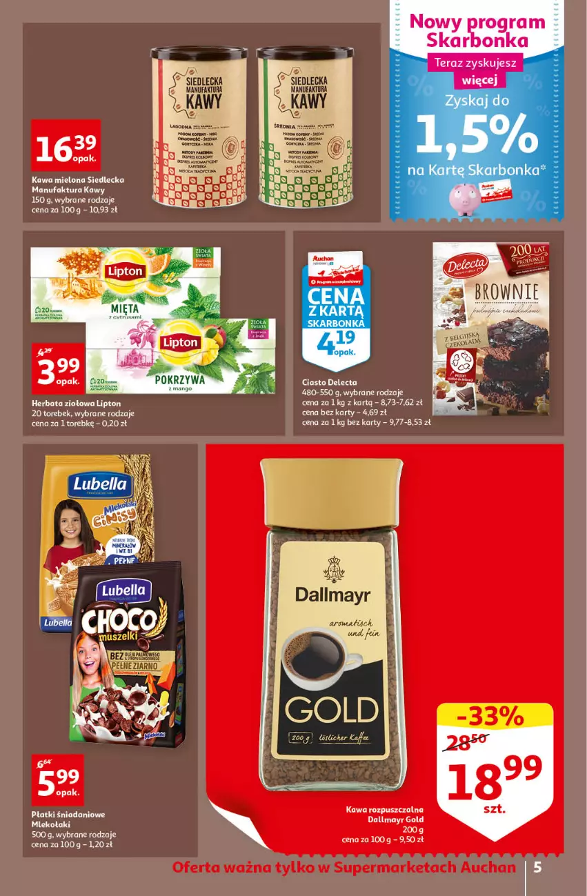 Gazetka promocyjna Auchan - przeNISKIE CENY czas na przepyszności Supermarkety - ważna 17.03 do 23.03.2022 - strona 5 - produkty: Dallmayr, Danio, Fa, Gra, Kawa, Kawa mielona, Kawa rozpuszczalna, Tera