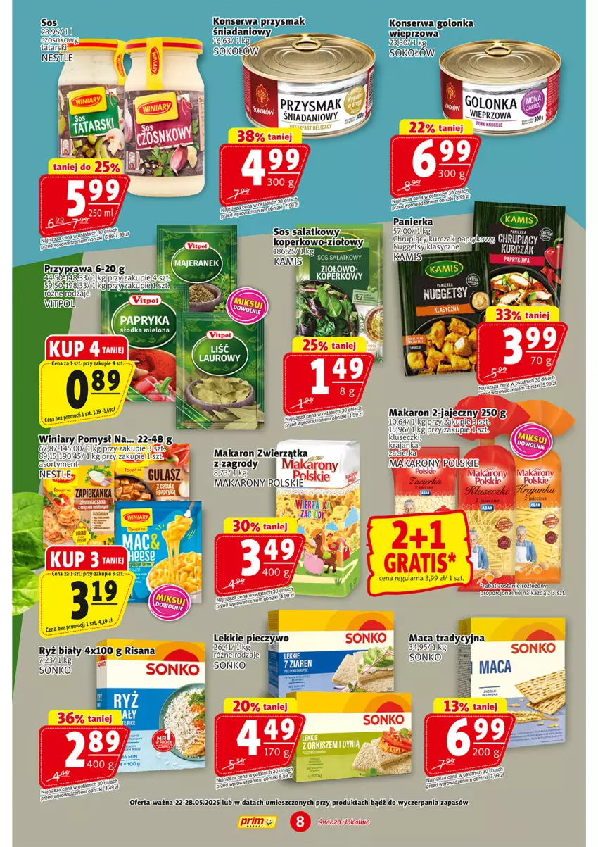 Gazetka promocyjna Prim Market - ważna 22.05 do 28.05.2025 - strona 8 - produkty: Danio, Fa, Gra, Isana, Makaron, Piec, Pieczywo, Por, Risana, Ryż, Ryż biały, Salsa, Ser, Sonko, Sos, Winiary