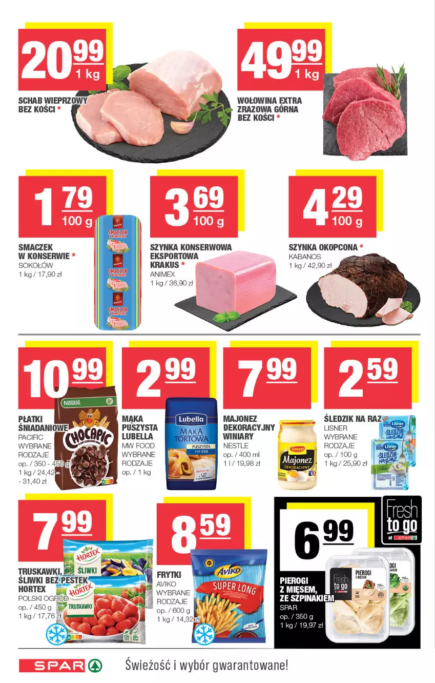 Gazetka promocyjna Spar - Spar - ważna 17.11 do 27.11.2024 - strona 4 - produkty: Bell, Bella, Cif, Danio, Kabanos, Krakus, Lisner, Lubella, Majonez, Mąka, Ogród, Por, Schab wieprzowy, Ser, Sok, Sokołów, Sport, Szynka, Szynka konserwowa, Truskawki, Winiary, Wołowina