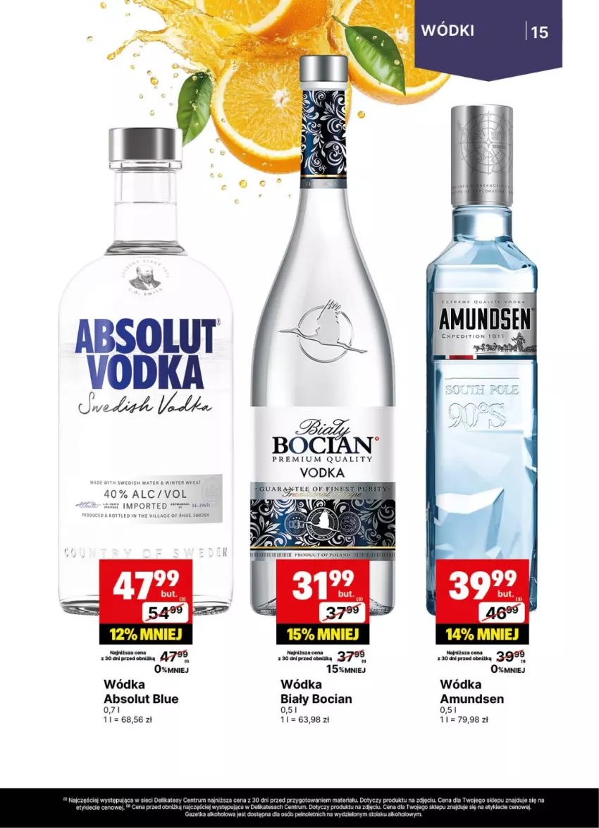 Gazetka promocyjna Delikatesy Centrum - Delibarek DC28-DC29 - ważna 07.07 do 20.07.2025 - strona 15 - produkty: Absolut, Amundsen, Biały Bocian, Mus, Por, Wódka