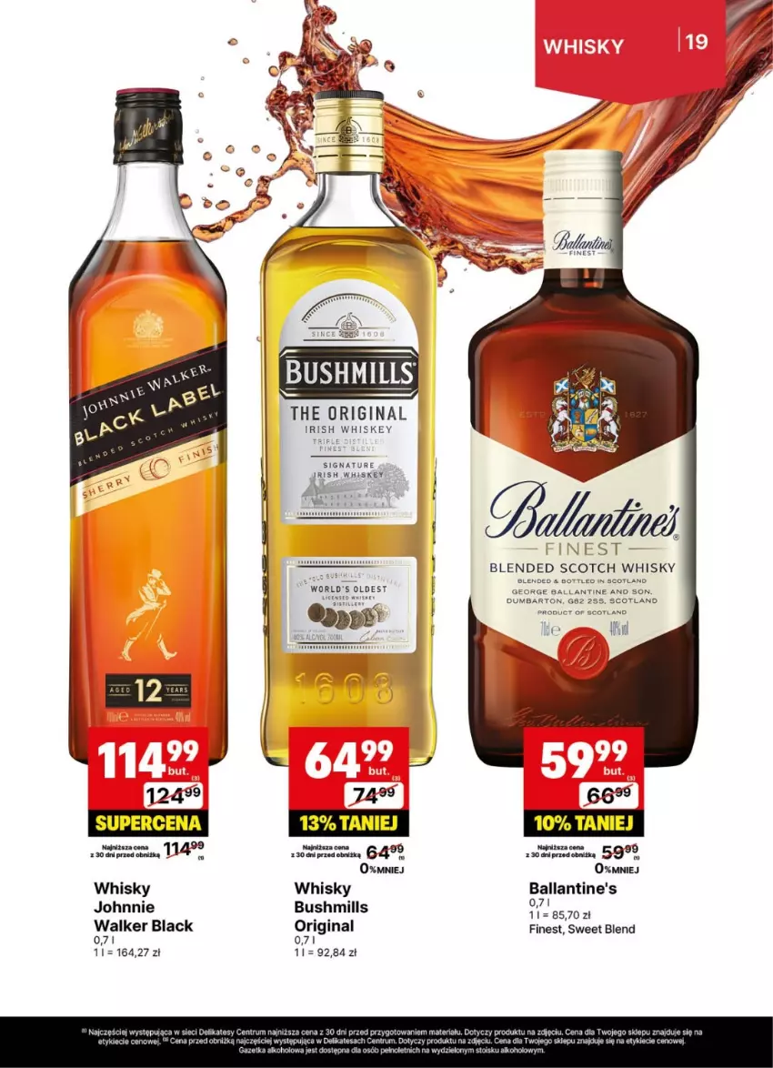 Gazetka promocyjna Delikatesy Centrum - Delibarek DC28-DC29 - ważna 07.07 do 20.07.2025 - strona 19 - produkty: Ballantine's, Bushmills, Gin, Johnnie Walker, Lack, Whiskey, Whisky