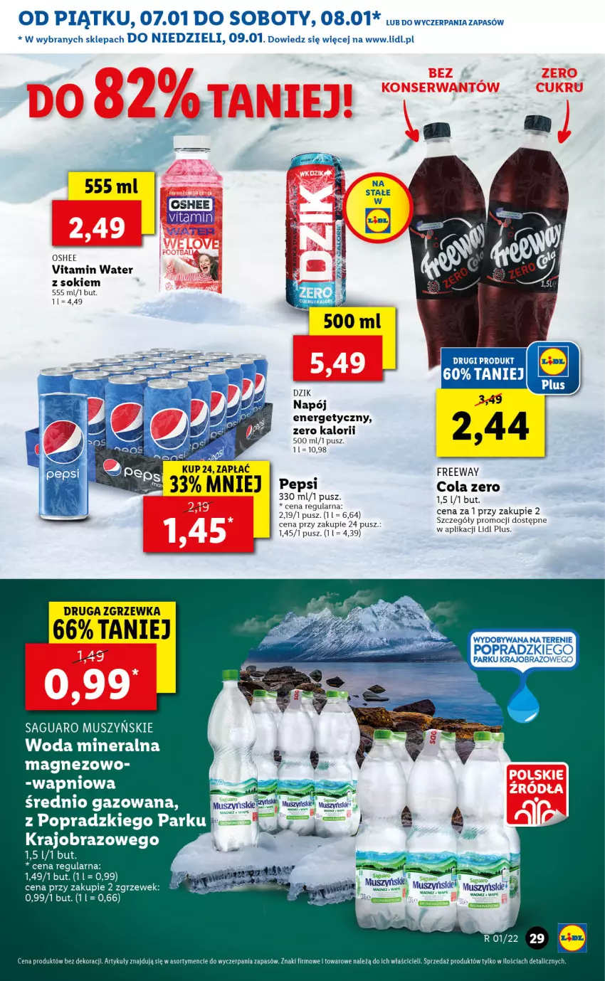 Gazetka promocyjna Lidl - GAZETKA - ważna 07.01 do 09.01.2022 - strona 29 - produkty: Fa, Koc, Magnez, Mus, Napój, Napój energetyczny, Obraz, Oshee, Pepsi, Sok, Woda, Woda mineralna