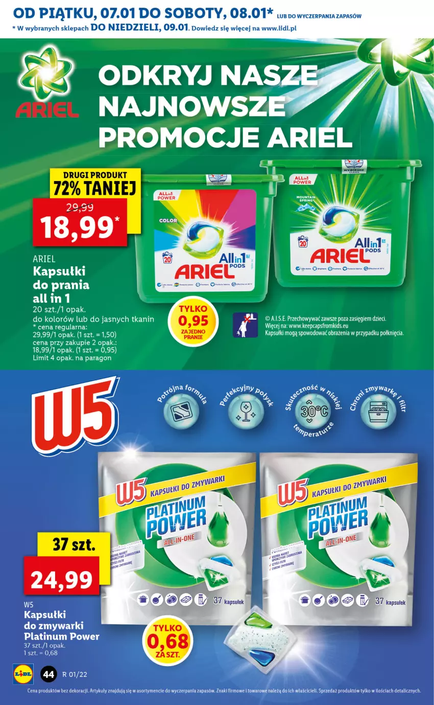 Gazetka promocyjna Lidl - GAZETKA - ważna 07.01 do 09.01.2022 - strona 44 - produkty: Ariel, Kapsułki do prania, Zmywarki