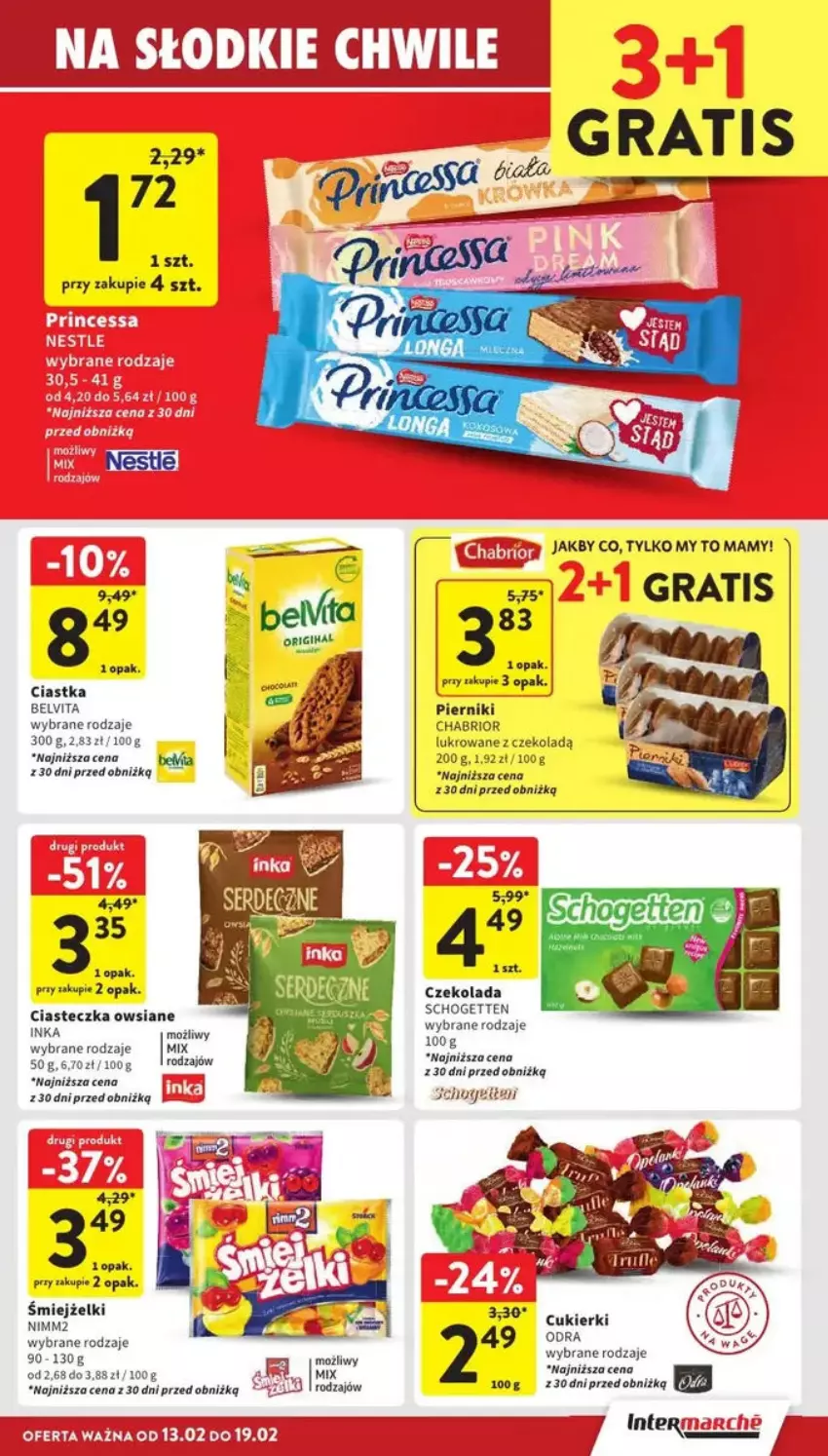 Gazetka promocyjna Intermarche - ważna 13.02 do 19.02.2025 - strona 20 - produkty: BelVita, Chabrior, Ciastka, Cukier, Cukierki, Czekolada, Fa, Gra, Inka, Nimm2, Piernik, Schogetten