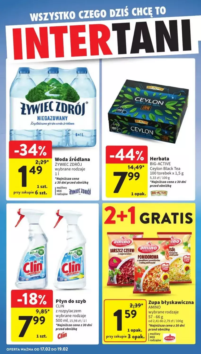 Gazetka promocyjna Intermarche - ważna 13.02 do 19.02.2025 - strona 32 - produkty: Clin, Herbata, Lack, LANA, Płyn do szyb, Woda, Zupa