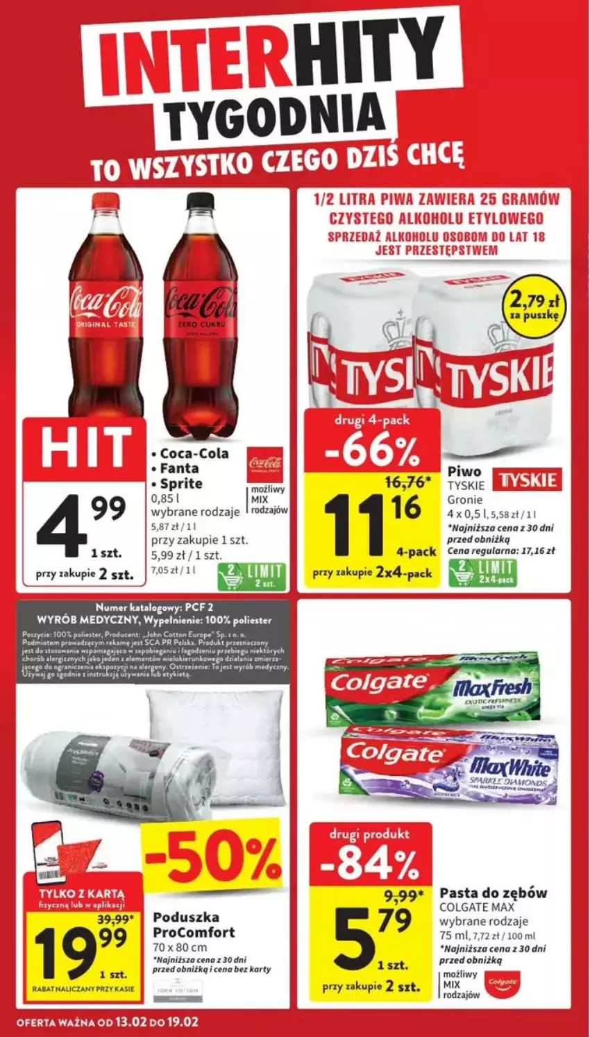 Gazetka promocyjna Intermarche - ważna 13.02 do 19.02.2025 - strona 37 - produkty: Coca-Cola, Colgate, Fa, Fanta, LG, Pasta do zębów, Piwo, Poduszka, Sprite