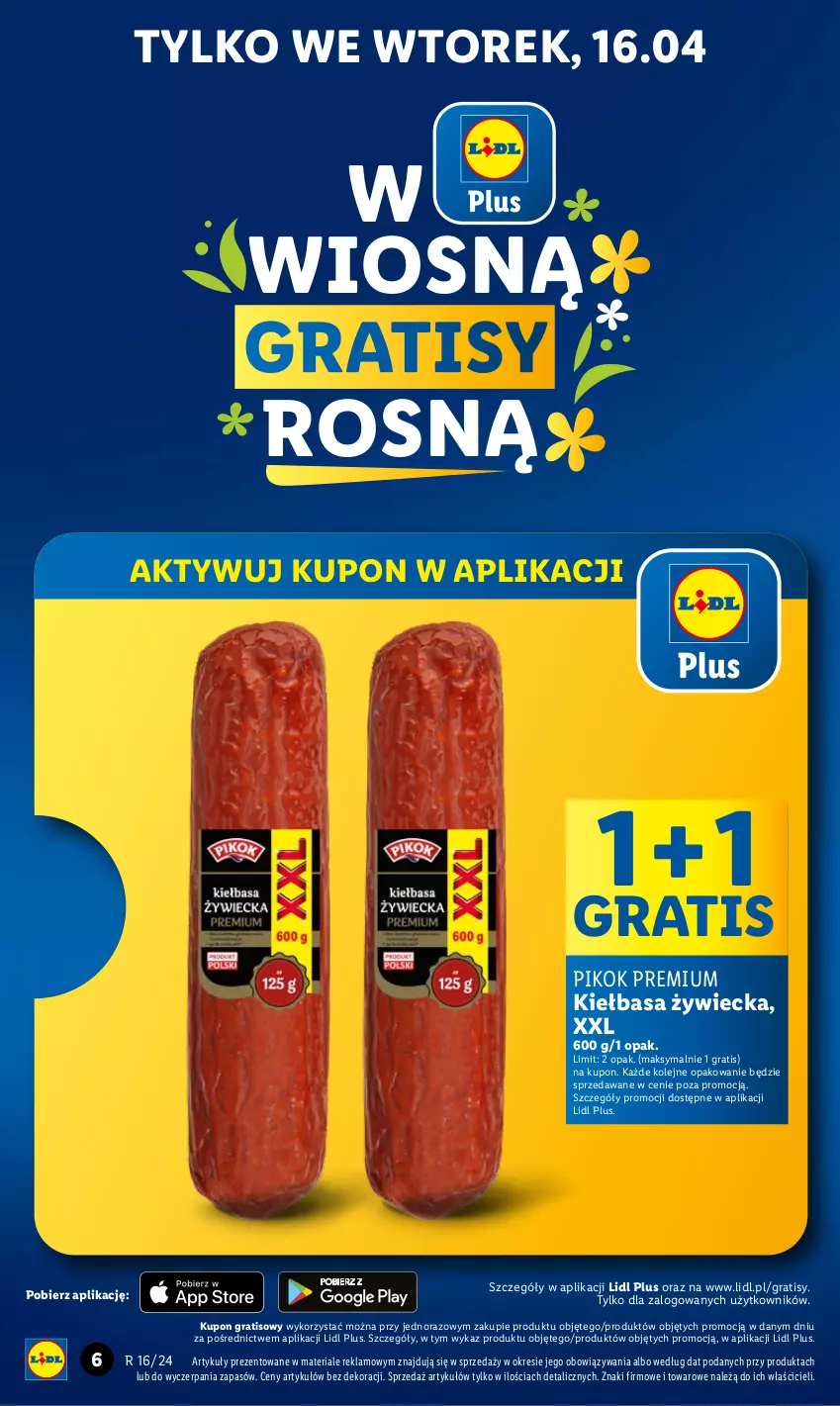 Gazetka promocyjna Lidl - GAZETKA - ważna 15.04 do 17.04.2024 - strona 6 - produkty: Gra, Kiełbasa, Olej, PIKOK