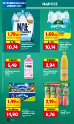 Gazetka promocyjna Lidl - GAZETKA - Gazetka - ważna od 17.04 do 17.04.2024 - strona 40 - produkty: Nałęczowianka, Sok, Lemoniada, Napoje, LANA, Tymbark, Oshee, Woda mineralna, Arbuz, Woda, Mango, Napój, Mięta