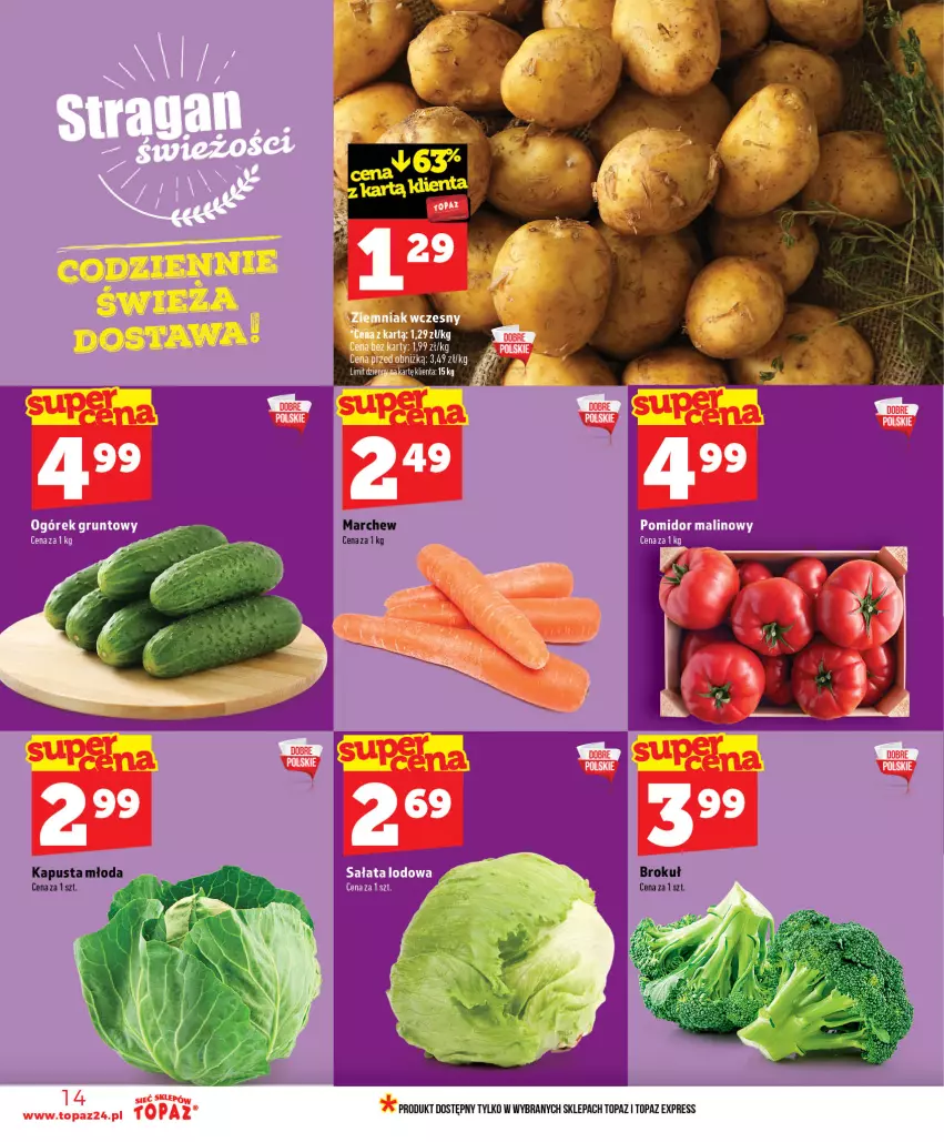 Gazetka promocyjna Topaz - Gazetka - ważna 16.07 do 22.07.2026 - strona 14 - produkty: LG, Pomidor malinowy, Sałat, Sałata lodowa, Top