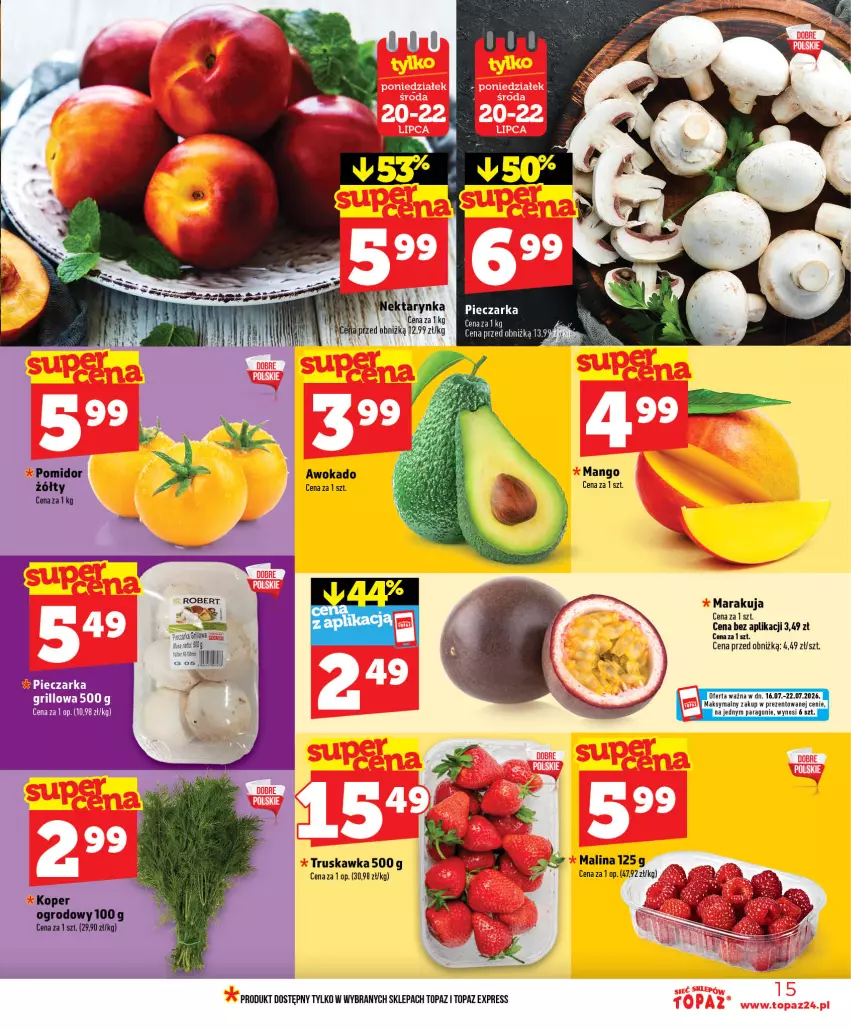 Gazetka promocyjna Topaz - Gazetka - ważna 16.07 do 22.07.2026 - strona 15 - produkty: Grill, Mango, Piec, Pieczarka, Top