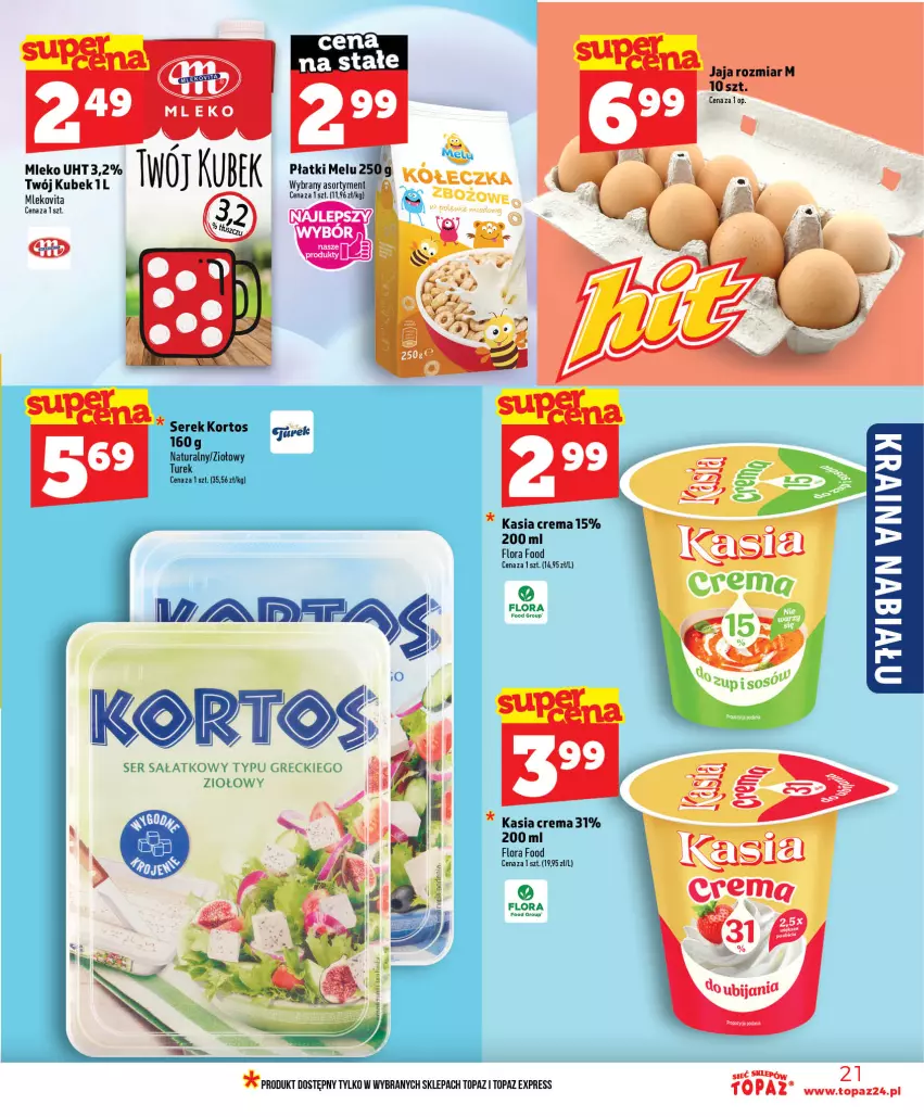 Gazetka promocyjna Topaz - Gazetka - ważna 16.07 do 22.07.2026 - strona 21 - produkty: Flora, Kasia, Kubek, Mleko, Mlekovita, Sałat, Ser, Serek, Top, Vita C