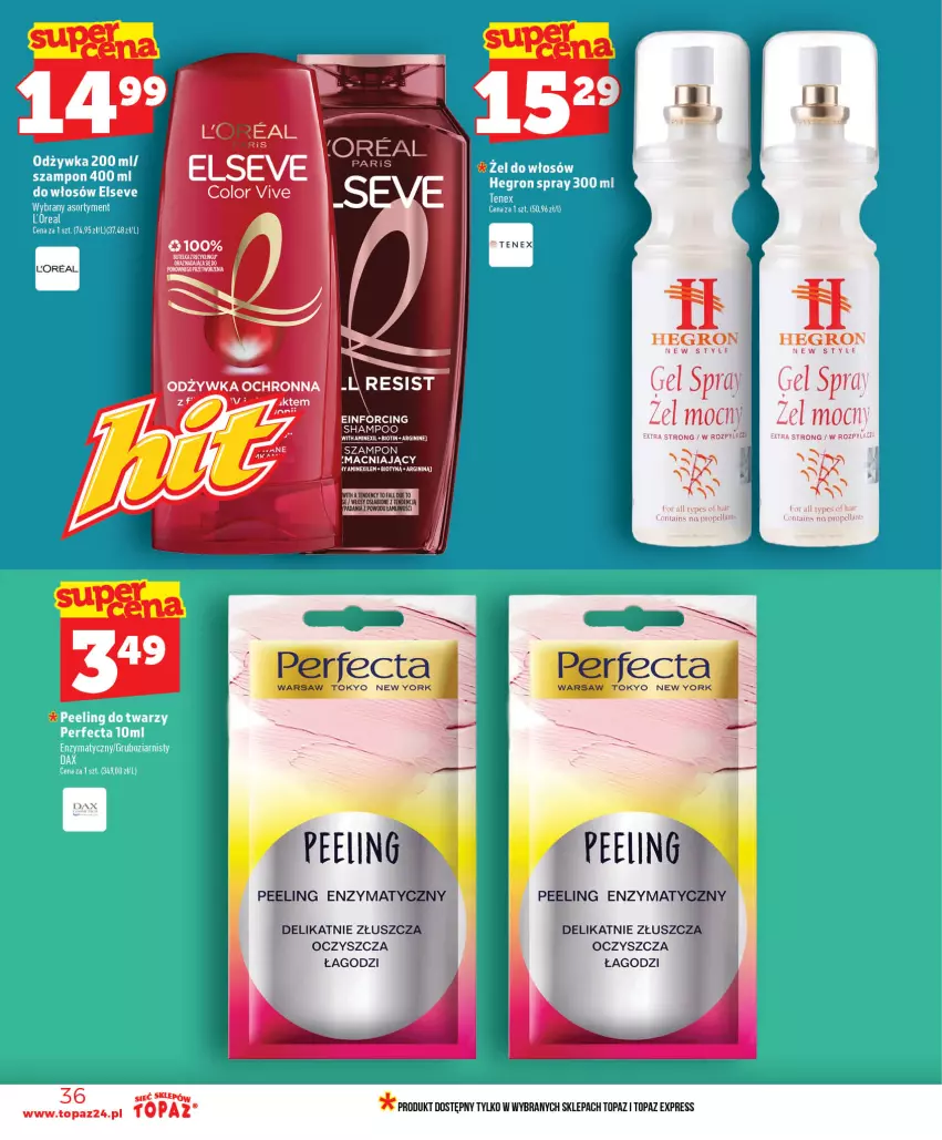 Gazetka promocyjna Topaz - Gazetka - ważna 16.07 do 22.07.2026 - strona 36 - produkty: Gin, Hegron, Odżywka, Peeling, Top