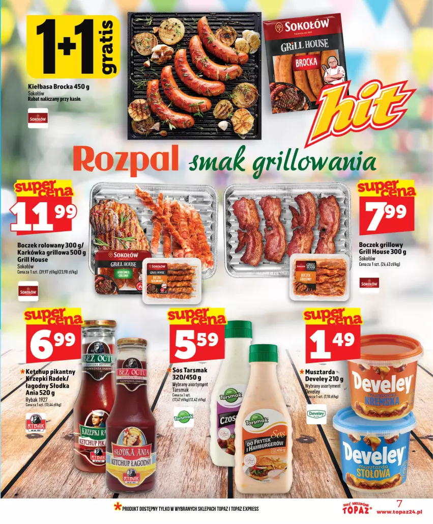 Gazetka promocyjna Topaz - Gazetka - ważna 16.07 do 22.07.2026 - strona 7 - produkty: Boczek, Grill, Ryba, Sok, Sokołów, Top