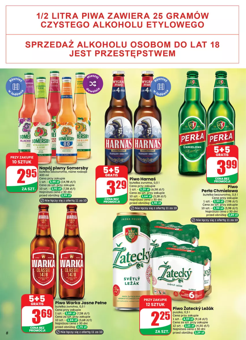 Gazetka promocyjna Dino - Weekendowe okazje - ważna 14.08 do 14.08.2026 - strona 8 - produkty: Harnaś, Kiwi, Napój, Perła, Piwa, Piwo, Somersby, Warka