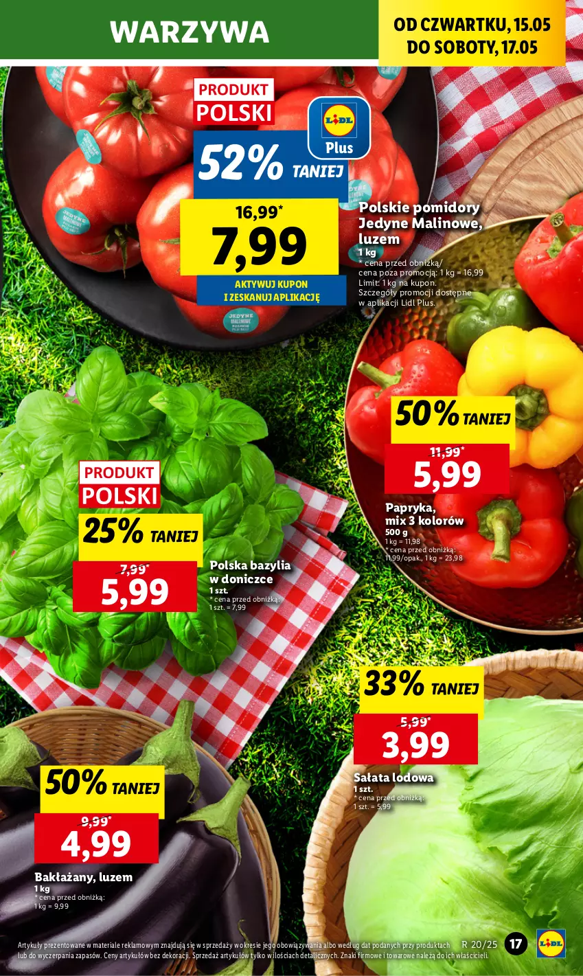Gazetka promocyjna Lidl - GAZETKA - ważna 15.05 do 17.05.2025 - strona 19 - produkty: Bazyl, Bazylia, Papryka, Pomidory, Sałat, Sałata lodowa, Warzywa