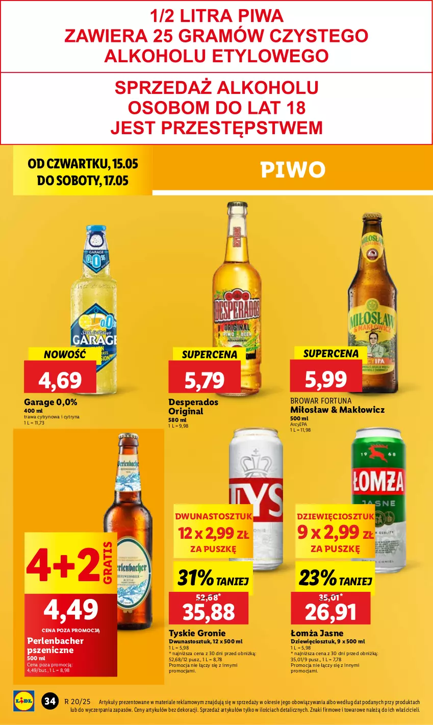 Gazetka promocyjna Lidl - GAZETKA - ważna 15.05 do 17.05.2025 - strona 40 - produkty: Desperados, Fortuna, Gin, Gra, NBA, Piwo, Tyskie