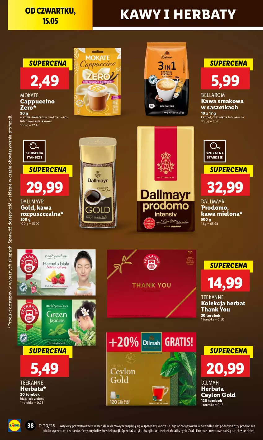 Gazetka promocyjna Lidl - GAZETKA - ważna 15.05 do 17.05.2025 - strona 44 - produkty: Bell, Bella, Cappuccino, Czekolada, Dallmayr, Dilmah, Herbata, Kawa, Kawa mielona, Kawa rozpuszczalna, Kokos, Teekanne, Torebka