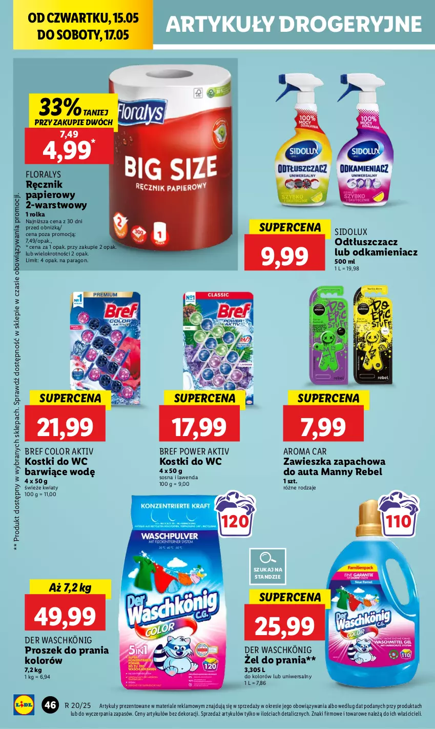 Gazetka promocyjna Lidl - GAZETKA - ważna 15.05 do 17.05.2025 - strona 52 - produkty: Bref, Flora, König, Odkamieniacz, Odtłuszczacz, Papier, Proszek do prania, Ręcznik, Sidolux, Sos