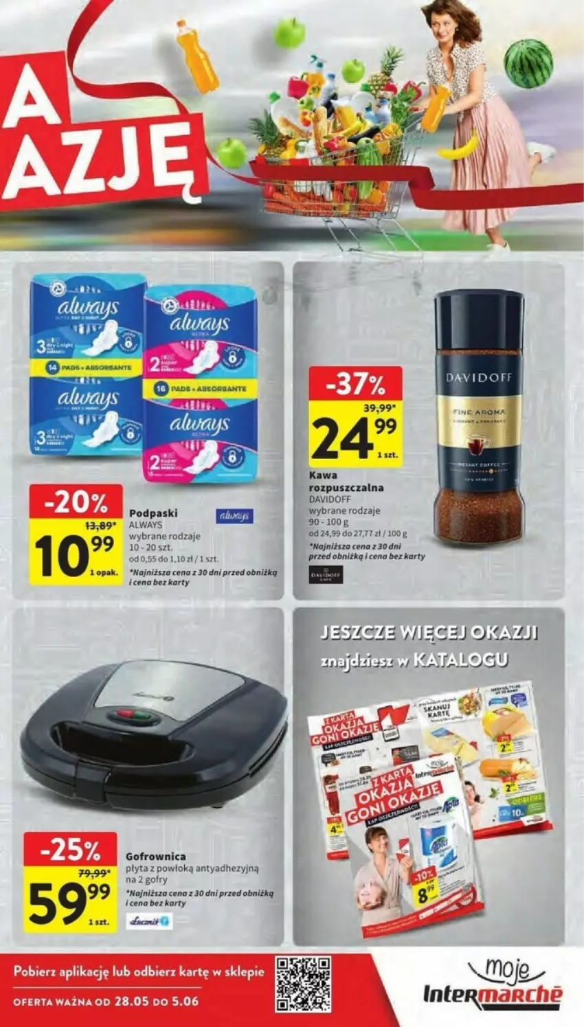 Gazetka promocyjna Intermarche - ważna 28.05 do 05.06.2024 - strona 26 - produkty: Always, Davidoff, Fa, Gofrownica, Kawa, Kawa rozpuszczalna, Płyta, Podpaski