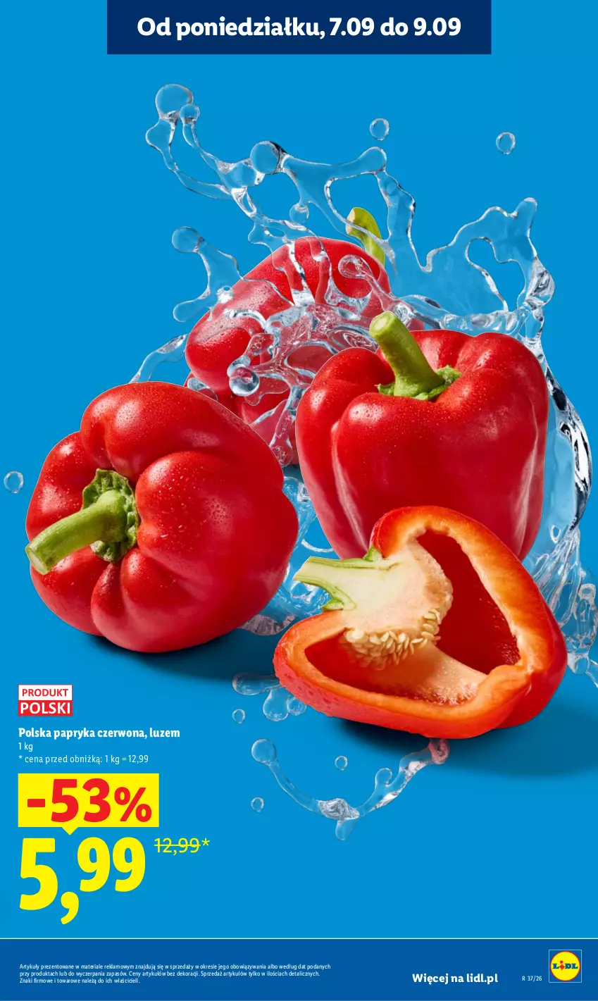 Gazetka promocyjna Lidl - Gazetka ważna od 7.09 do 9.09 - ważna 07.09 do 09.09.2026 - strona 15 - produkty: Papryka, Papryka czerwona