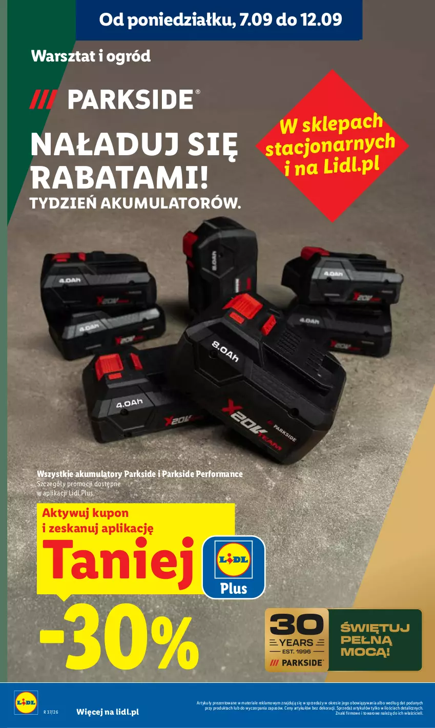 Gazetka promocyjna Lidl - Gazetka ważna od 7.09 do 9.09 - ważna 07.09 do 09.09.2026 - strona 26 - produkty: Akumulator, Ogród, Parkside