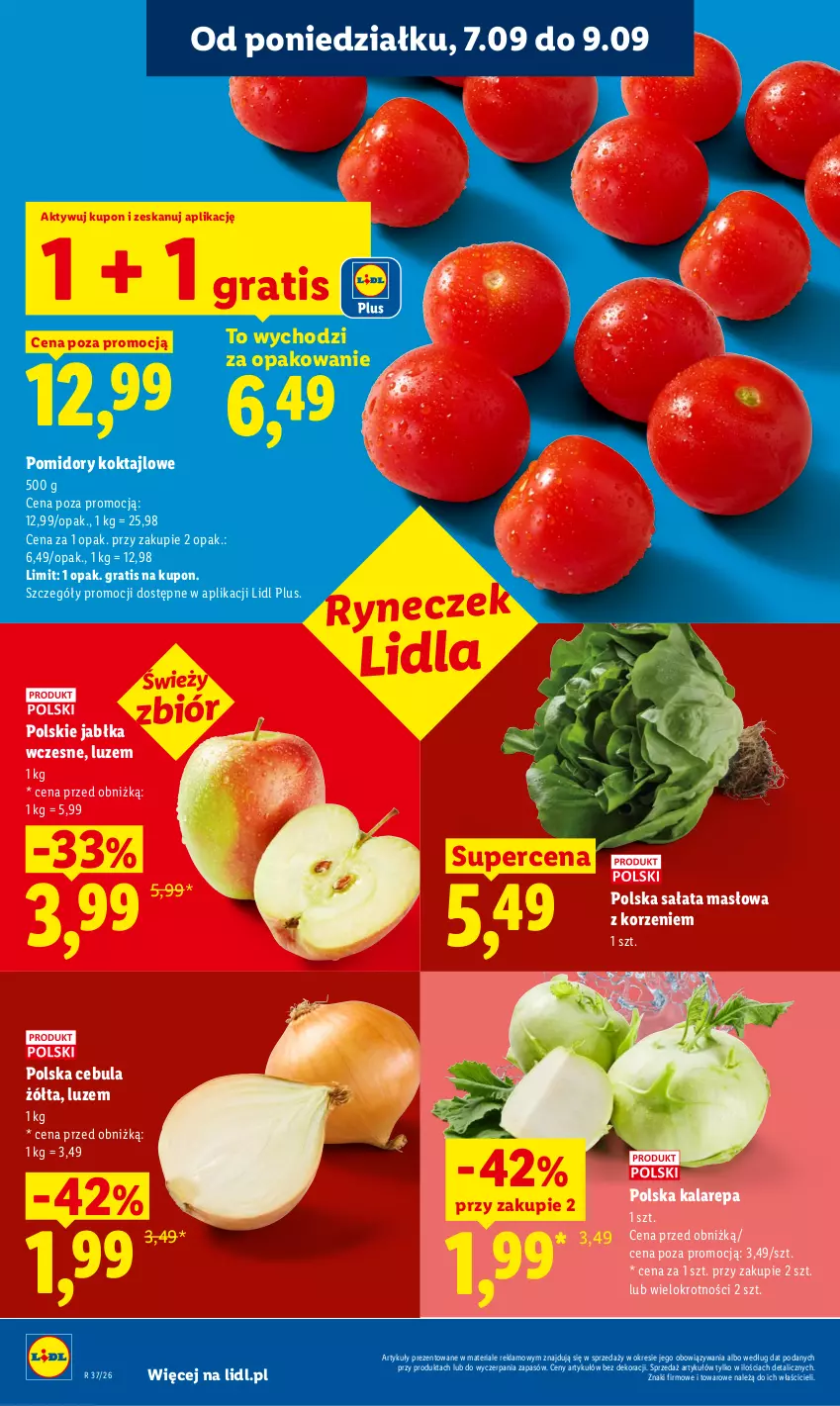 Gazetka promocyjna Lidl - Gazetka ważna od 7.09 do 9.09 - ważna 07.09 do 09.09.2026 - strona 32 - produkty: Cebula, Gra, Jabłka, Masło, Pomidory, Sałat, Sałata masłowa