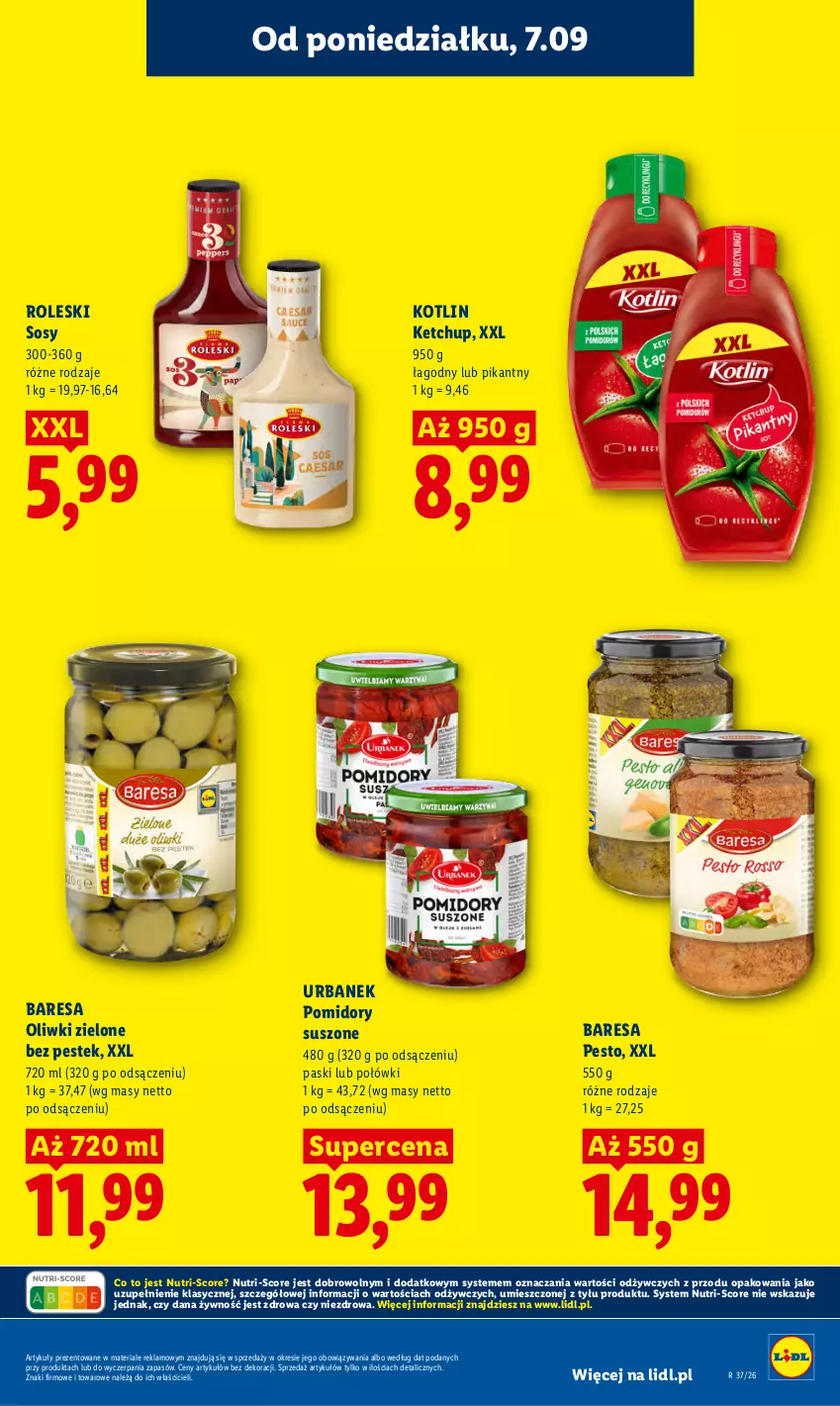 Gazetka promocyjna Lidl - Gazetka ważna od 7.09 do 9.09 - ważna 07.09 do 09.09.2026 - strona 43 - produkty: Ketchup, Kotlin, Oliwki, Oliwki zielone, Pesto, Pomidory, Sos, Stek