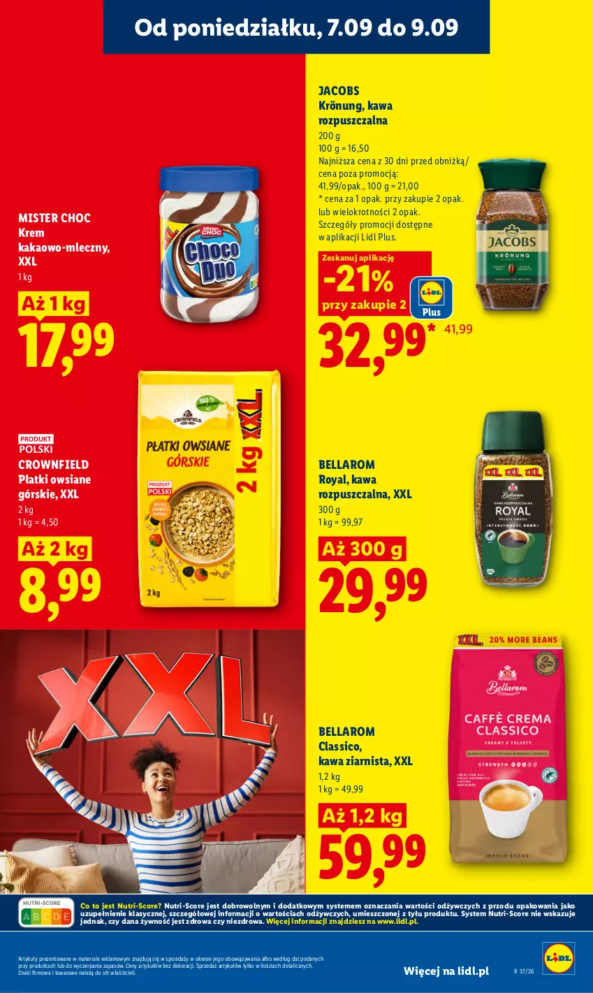 Gazetka promocyjna Lidl - Gazetka ważna od 7.09 do 9.09 - ważna 07.09 do 09.09.2026 - strona 45 - produkty: Bell, Bella, Jacobs, Jacobs Krönung, Kakao, Kawa, Kawa rozpuszczalna, Kawa ziarnista, Płatki owsiane