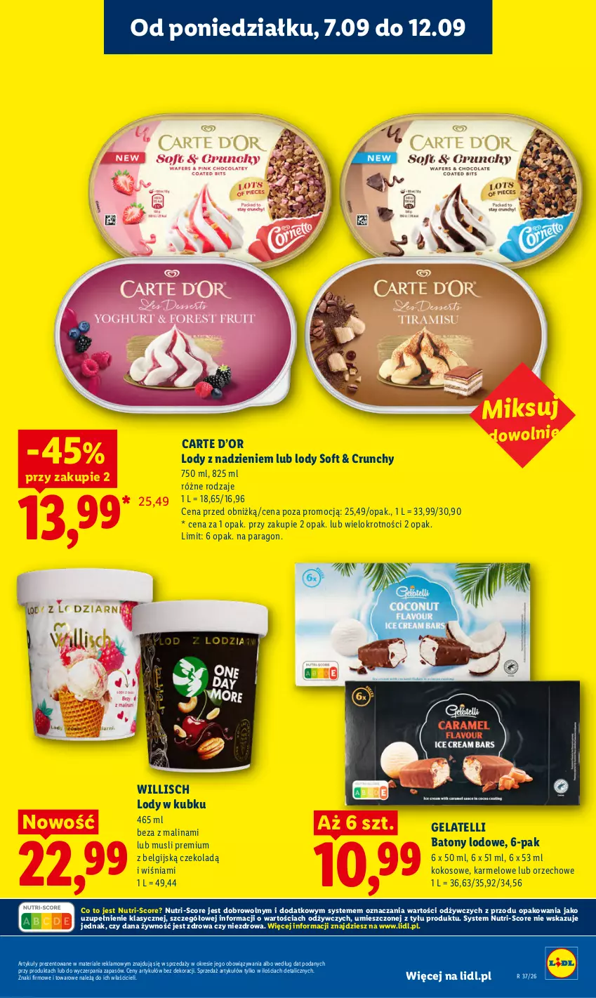 Gazetka promocyjna Lidl - Gazetka ważna od 7.09 do 9.09 - ważna 07.09 do 09.09.2026 - strona 49 - produkty: Baton, Kokos, LG, Lody, Mus