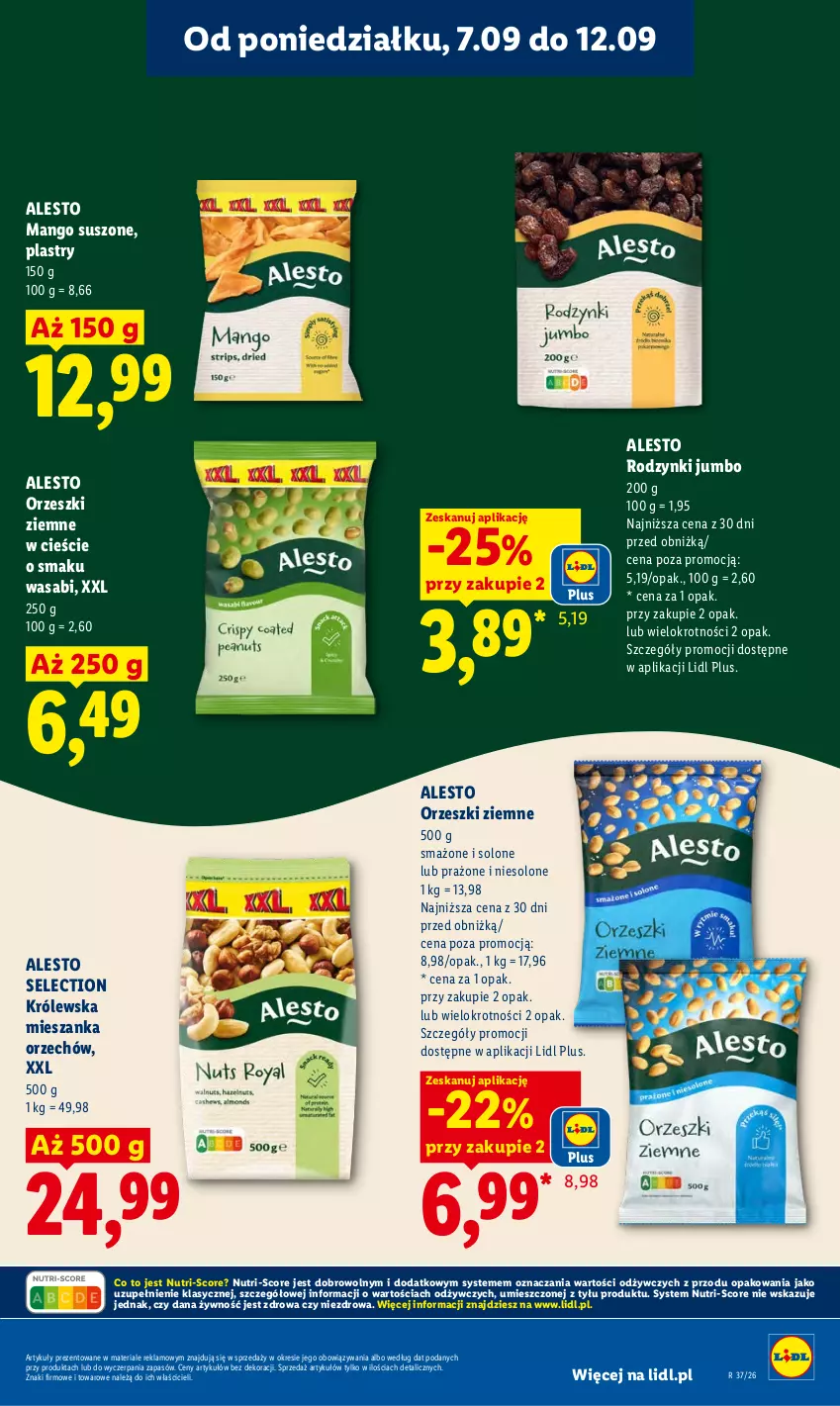 Gazetka promocyjna Lidl - Gazetka ważna od 7.09 do 9.09 - ważna 07.09 do 09.09.2026 - strona 51 - produkty: Mango, Mango suszone, Orzeszki, Orzeszki ziemne, Rodzynki, Wasa