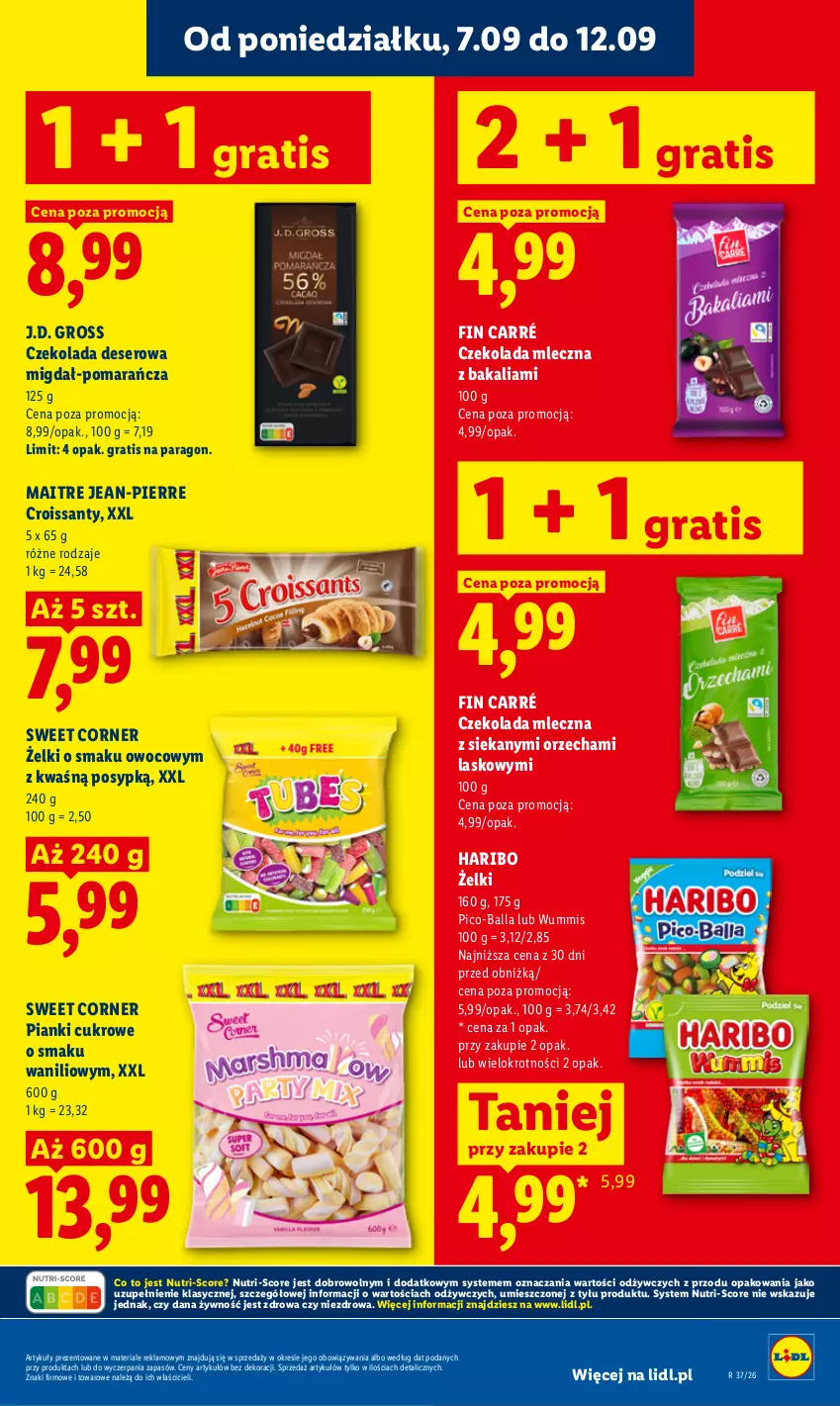 Gazetka promocyjna Lidl - Gazetka ważna od 7.09 do 9.09 - ważna 07.09 do 09.09.2026 - strona 53 - produkty: Croissant, Czekolada, Czekolada mleczna, Deser, Gra, Haribo, Pico-Balla, Ser