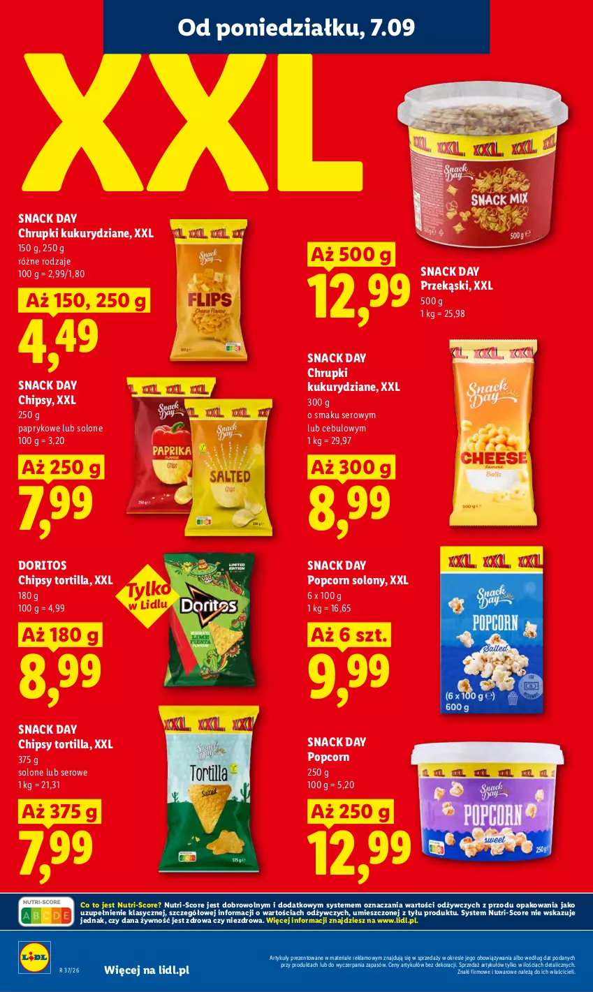 Gazetka promocyjna Lidl - Gazetka ważna od 7.09 do 9.09 - ważna 07.09 do 09.09.2026 - strona 54 - produkty: Chipsy, Chrupki, Popcorn, Ser, Tortilla