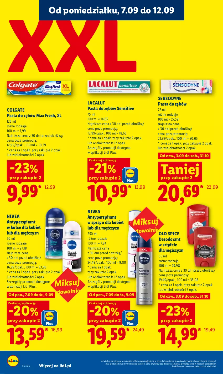 Gazetka promocyjna Lidl - Gazetka ważna od 7.09 do 9.09 - ważna 07.09 do 09.09.2026 - strona 56 - produkty: Antyperspirant, Colgate, Dezodorant, Lacalut, LG, Nivea, Old Spice, Pasta do zębów, Sensodyne