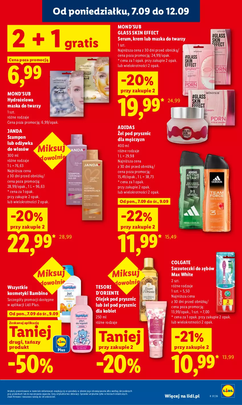 Gazetka promocyjna Lidl - Gazetka ważna od 7.09 do 9.09 - ważna 07.09 do 09.09.2026 - strona 57 - produkty: Adidas, Colgate, Gra, LG, Maska, Maska do twarzy, Odżywka, Olej, Olejek pod prysznic, Rum, Ser, Serum, Szampon