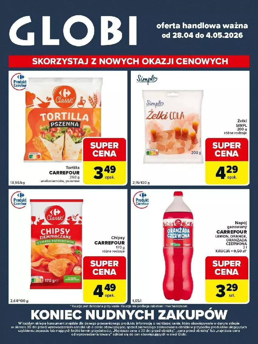 Gazetka promocyjna Carrefour - Gazetka Globi - ważna 28.04 do 04.05.2026 - strona 2 - produkty: Chipsy, Fa, Napój, Oranżada