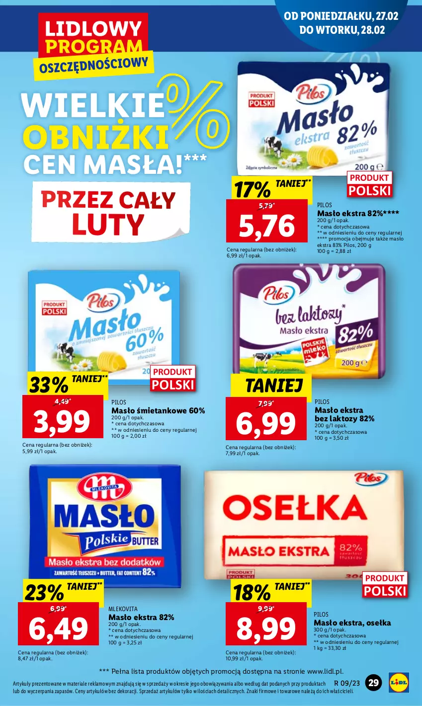 Gazetka promocyjna Lidl - GAZETKA - ważna 27.02 do 01.03.2023 - strona 33 - produkty: Masło, Mleko, Mlekovita, Pilos