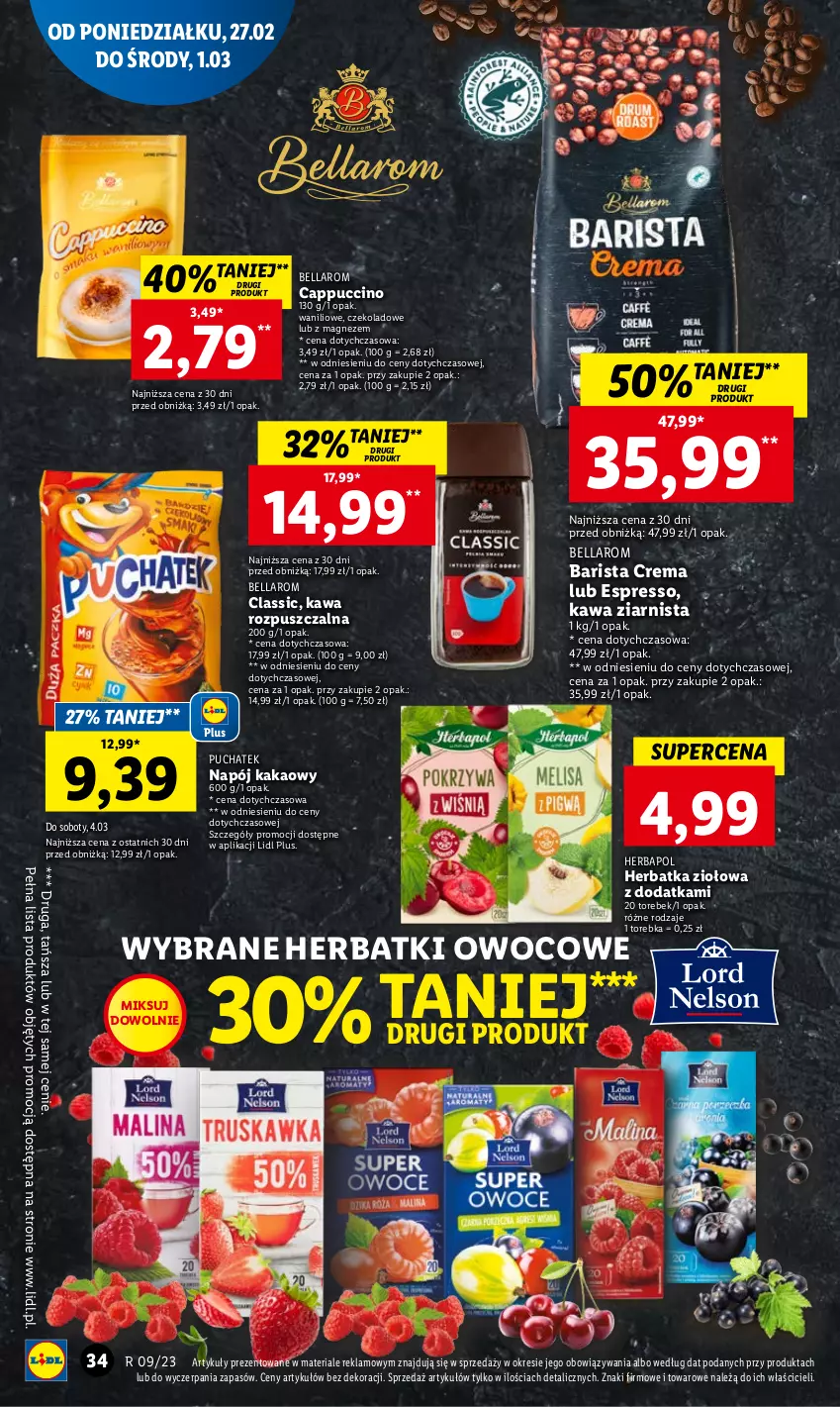 Gazetka promocyjna Lidl - GAZETKA - ważna 27.02 do 01.03.2023 - strona 38 - produkty: Bell, Bella, Cappuccino, Herbapol, Kakao, Kawa, Kawa ziarnista, Magnez, Napój, Torebka