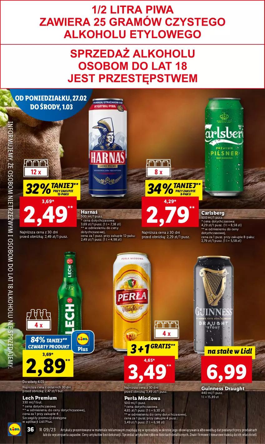 Gazetka promocyjna Lidl - GAZETKA - ważna 27.02 do 01.03.2023 - strona 42 - produkty: Carlsberg, Gra, Harnaś, Lech Premium, Perła