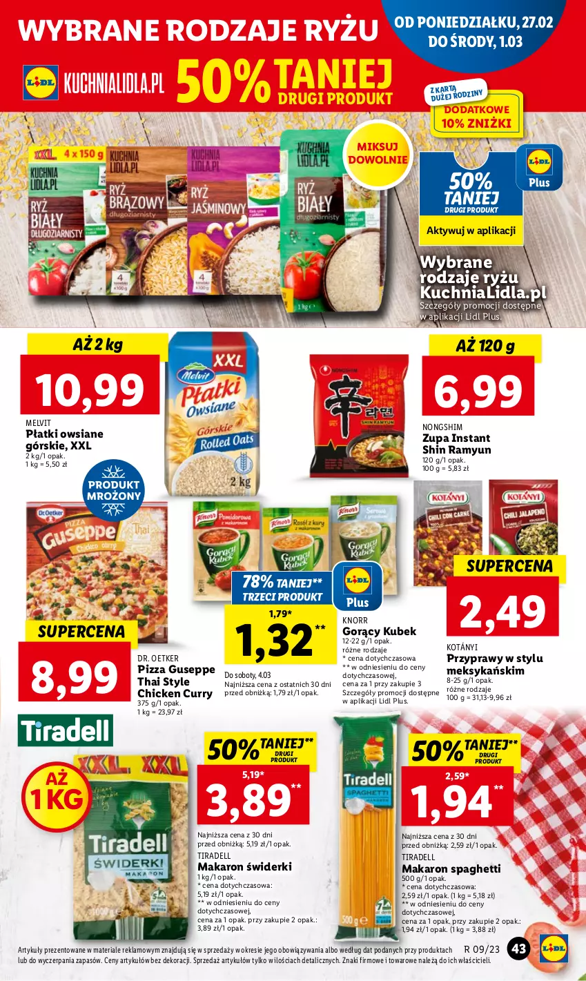 Gazetka promocyjna Lidl - GAZETKA - ważna 27.02 do 01.03.2023 - strona 49 - produkty: Dell, Dr. Oetker, Knorr, Kotányi, Kubek, Kuchnia, Makaron, Melvit, Pizza, Przyprawy, Ryż, Spaghetti, Zupa